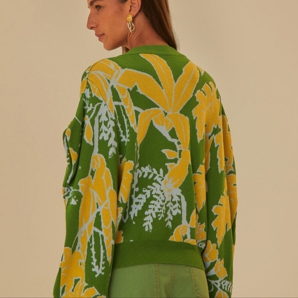 NWT Farm Rio Foliage Sketch Knit Cardigan Size XL, Ret. $195, colorful - Picture 16 of 16